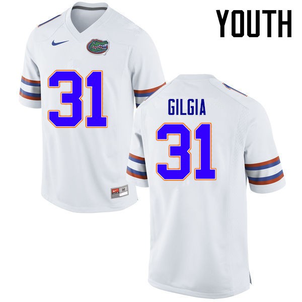 Florida Gators Youth #31 Anthony Gigla College Football Jersey White